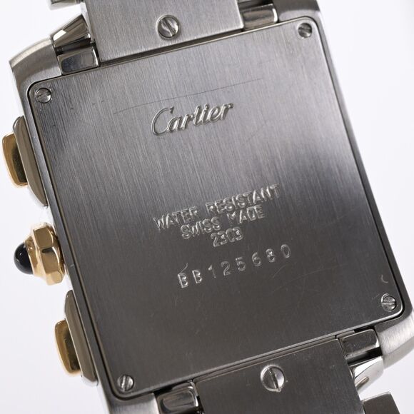 Cartier Tank Francaise Chronoflex 2303 White 18k Gold & Steel Watch - Serviced - Picture 4 of 8